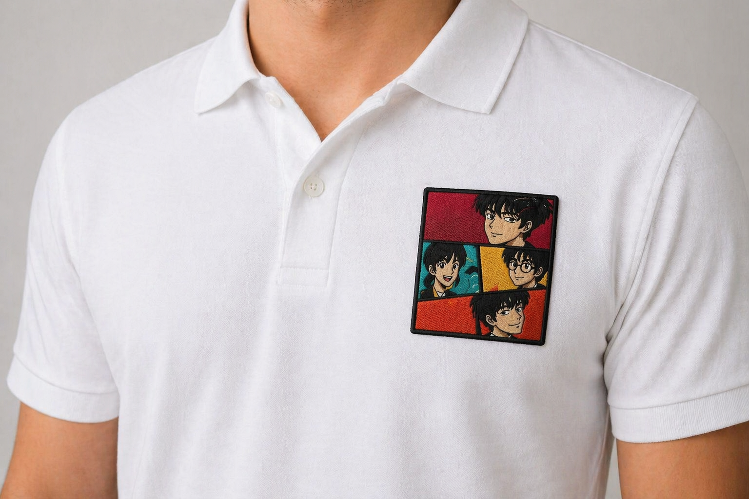 Anime Style White Polo Shirt Design
